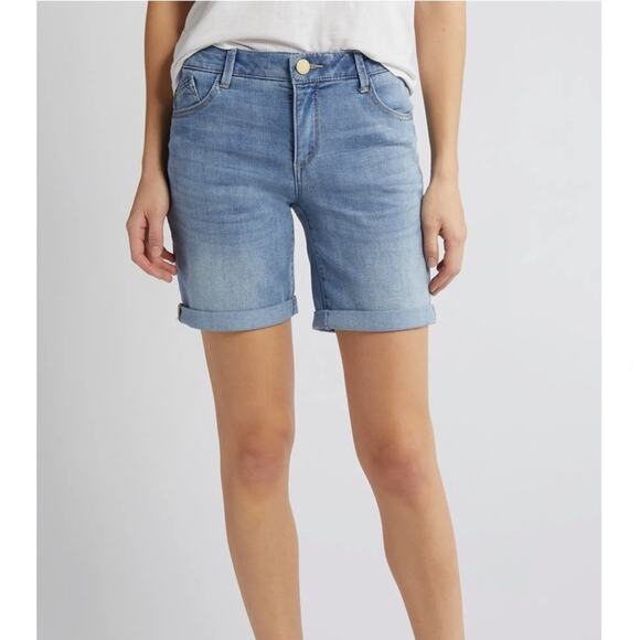 Wit & Wisdom Denim Cutoff Bermuda Shorts Light Blue Distressing NWT Size 2 - Picture 1 of 11